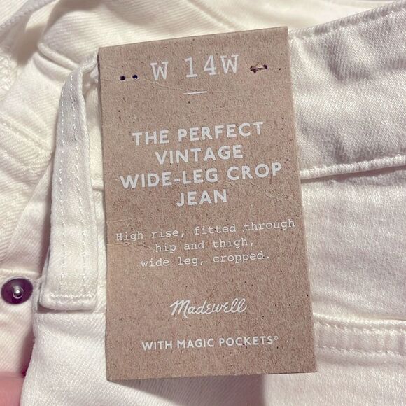 Madewell NWT The Perfect Vintage Wide Leg Crop Jeans Size 14W in Tile White - Picture 8 of 10